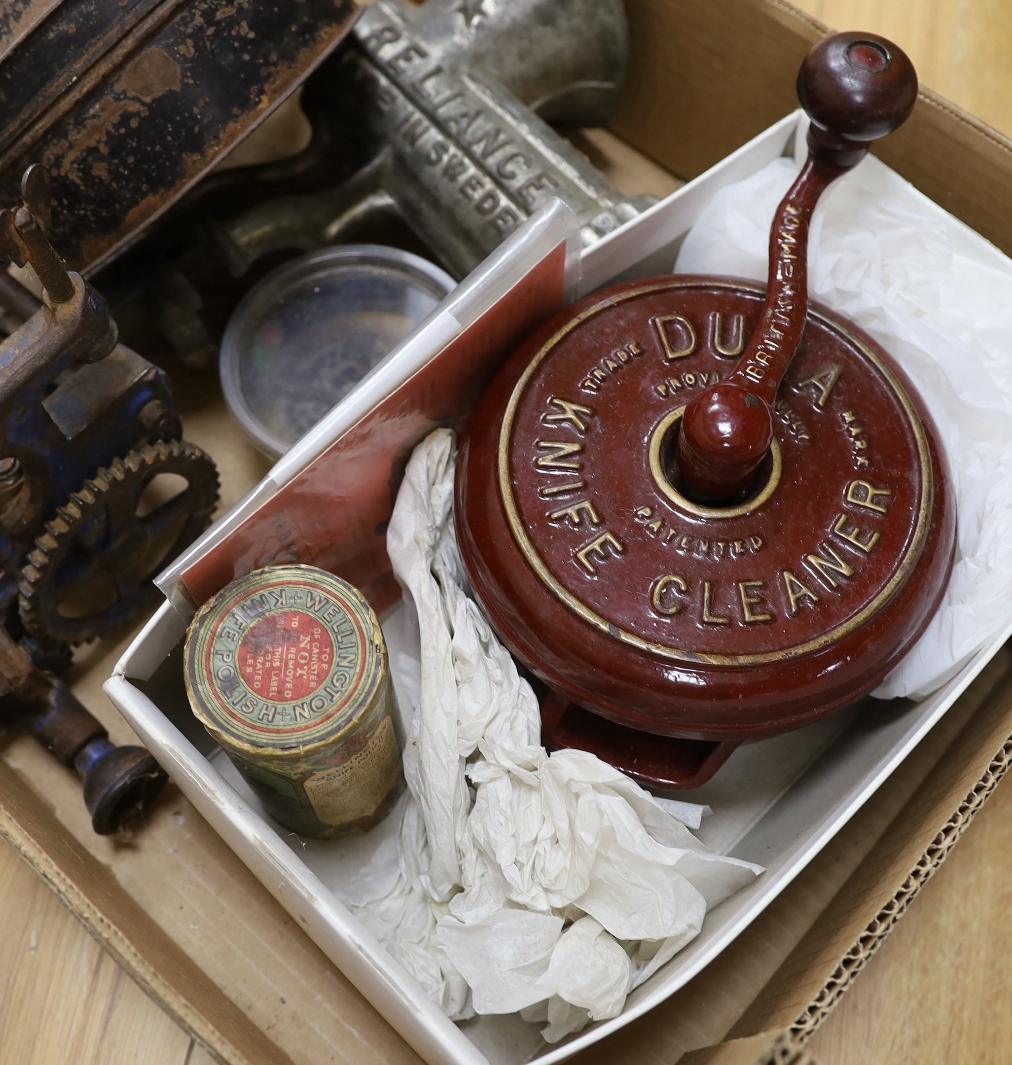 A collection of metalware kitchenalia